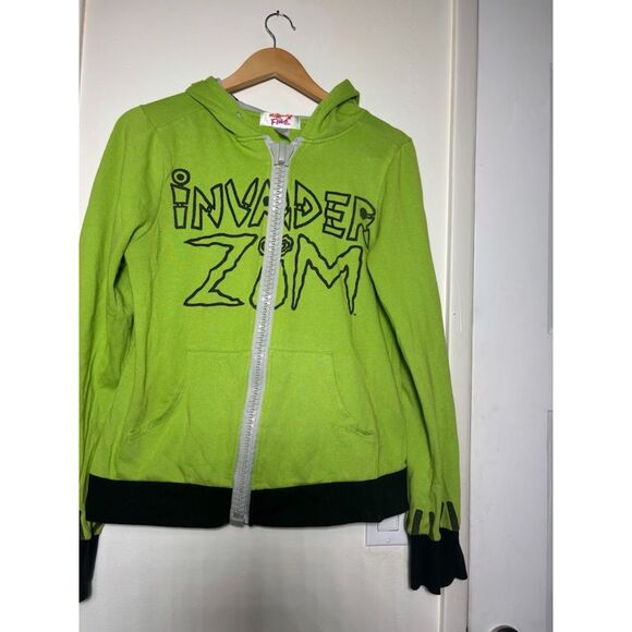 Mighty Fine Invader Zim Hoodie Full Zip XL Lime Green Nickelodeon Nostalgia - Picture 2 of 4